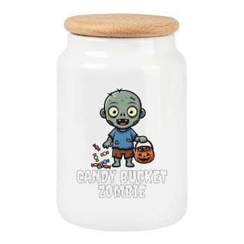CANDY BUCKET ZOMBIE - ZOMBIE HALLOWEEN - Keksdose mit Holzdeckel - Weiß - Vorne