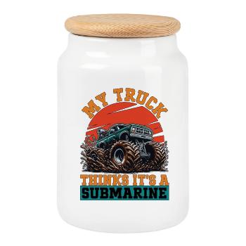 Mud Racing My Truck Thinks It's Offroad Vehicles - Keksdose mit Holzdeckel - Weiß - Vorne
