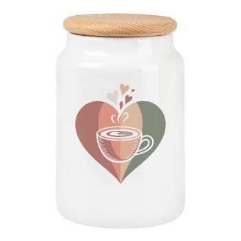 Coffee Cup Coffee - Cookie Jar with Wooden Lid - white - Front