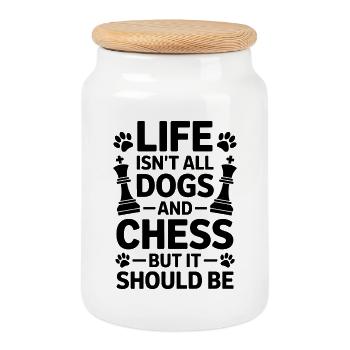 Schach Spruch Schachspieler Hunde Schach Geschenk - Keksdose mit Holzdeckel - Weiß - Vorne