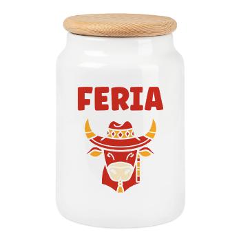 Kuh-Feria mit traditionellem Feria-Hut - Keksdose mit Holzdeckel - Weiß - Vorne
