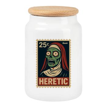 Heretischer Zombie-Design im Vintage-Stil - Keksdose mit Holzdeckel - Weiß - Vorne