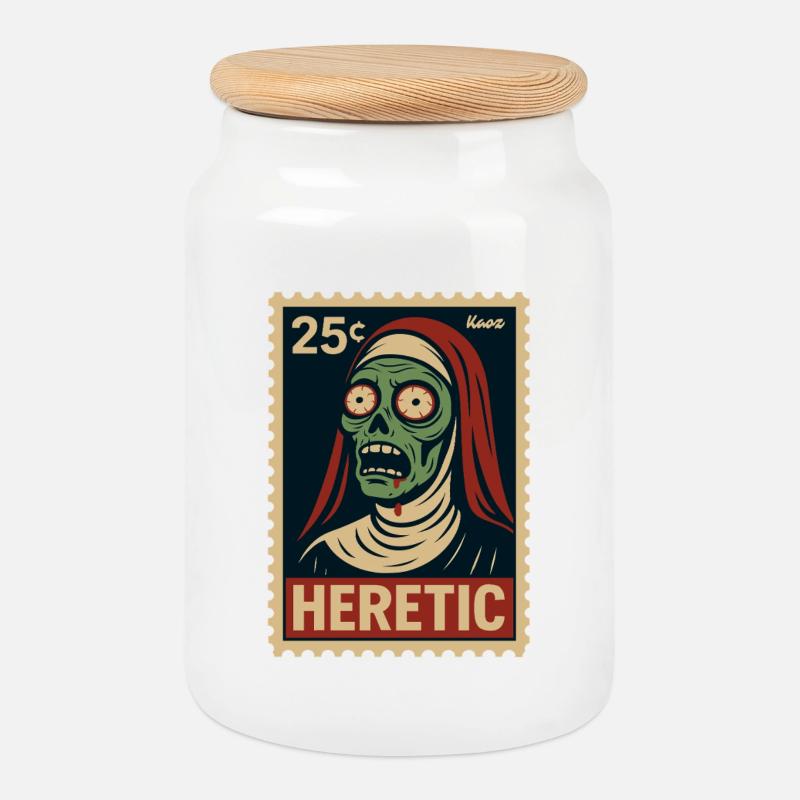 Heretischer Zombie-Design im Vintage-Stil - Keksdose mit Holzdeckel - Weiß