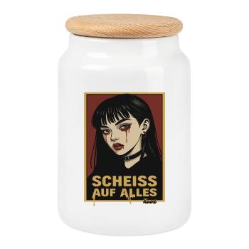 Fille gothique emo avec déclaration - Boîte à biscuits avec couvercle en bois - blanc - Devant