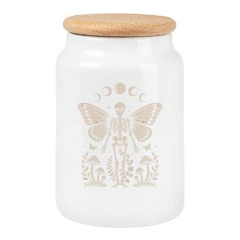 Fée squelette gothique avec phases de lune - Boîte à biscuits avec couvercle en bois - blanc - Devant