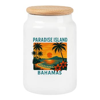 Paradise Island Bahamas Caraïbes Coucher de soleil - Boîte à biscuits avec couvercle en bois - blanc - Devant