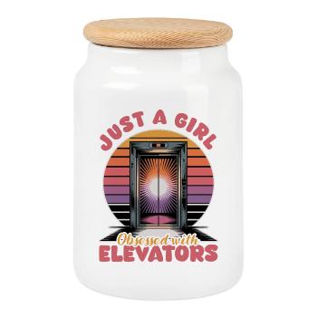Elevator toddler & kids - Cookie Jar with Wooden Lid - white - Front