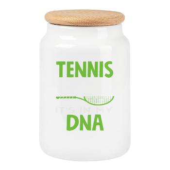 Tennis Player It's In My DNA - Cookie Jar with Wooden Lid - white - Front