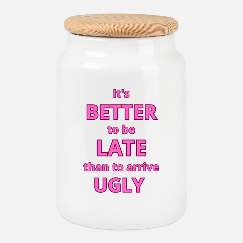 Citation de texte rose gras pour déclaration de mode - Boîte à biscuits avec couvercle en bois - blanc