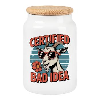 Certified Bad Idea Goat - Cookie Jar with Wooden Lid - white - Front