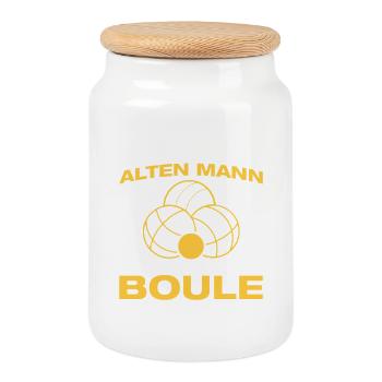 Boule spielen Opa Petanque Boule Boulespieler - Keksdose mit Holzdeckel - Weiß - Vorne