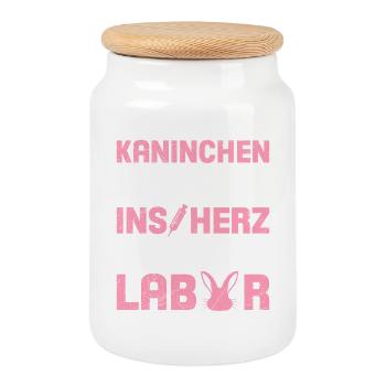 LES LAPINS APPARTIENNENT AU CŒUR, PAS AU LABORATOIRE - Boîte à biscuits avec couvercle en bois - blanc - Devant