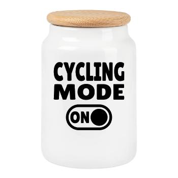 Mode vélo activé – Pour les vrais fans de vélo - Boîte à biscuits avec couvercle en bois - blanc - Devant