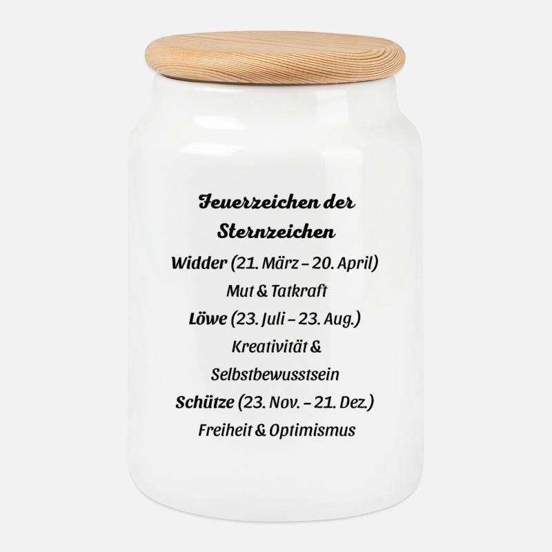 Feuerzeichen der Sternzeichen - Keksdose mit Holzdeckel - Weiß