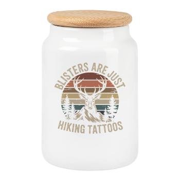 Lustiger Spruch Retro Berge Wandern Geschenk - Keksdose mit Holzdeckel - Weiß - Vorne