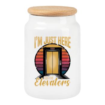 Elevator toddler & kids - Cookie Jar with Wooden Lid - white - Front