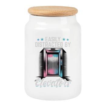 Elevator toddler & kids - Cookie Jar with Wooden Lid - white - Front