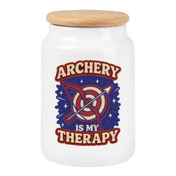 Le tir à l'arc est mon archer thérapeutique - Boîte à biscuits avec couvercle en bois - blanc - Devant