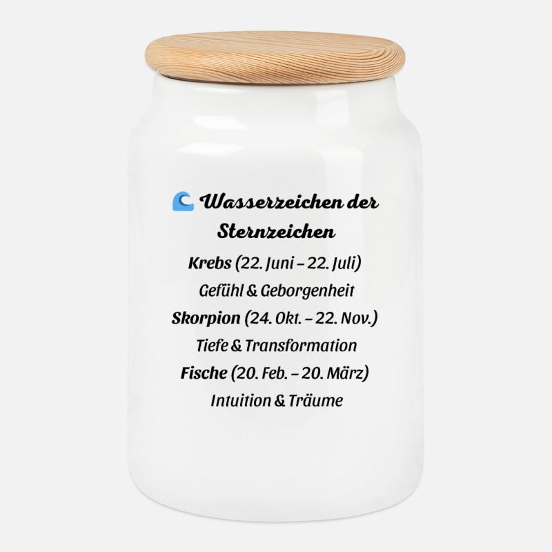 Wasserzeichen der Sternzeichen - Keksdose mit Holzdeckel - Weiß