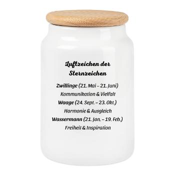 Luftzeichen der Sternzeichen - Keksdose mit Holzdeckel - Weiß - Vorne