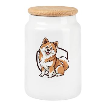 Greek Kokoni - Cookie Jar with Wooden Lid - white - Front