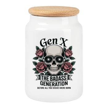 Gen X Badass Generation Before Born Jeu de mots - Boîte à biscuits avec couvercle en bois - blanc - Devant