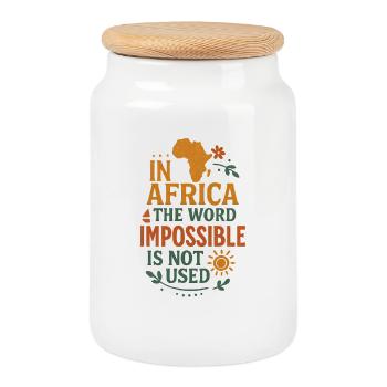 Empowering Africa Inspirational Quote Design - Cookie Jar with Wooden Lid - white - Front