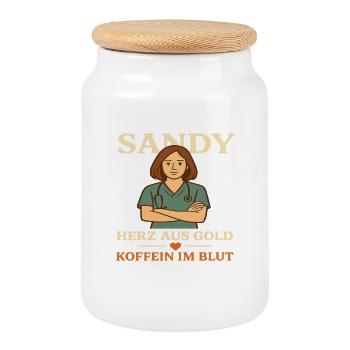 Chemise d’entretien Sandy – Heart of Gold - Boîte à biscuits avec couvercle en bois - blanc - Devant