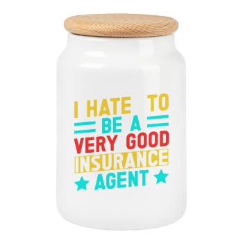 Humorous Insurance Agent Quote Design - Cookie Jar with Wooden Lid - white - Front