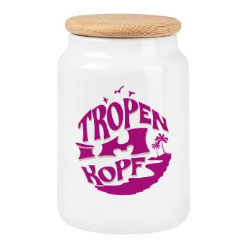Illustration de l’espoir tropical - Boîte à biscuits avec couvercle en bois - blanc - Devant
