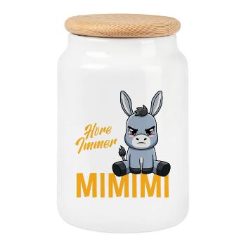 I Always Hear Only A Mimimi Donkey - Cookie Jar with Wooden Lid - white - Front