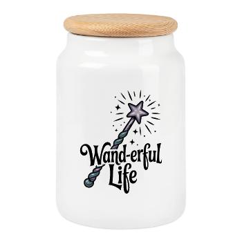 La vie de baguette - Boîte à biscuits avec couvercle en bois - blanc - Devant