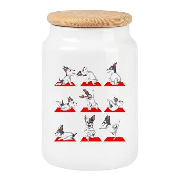 Mignon bouledogue français yoga poses drôle chien amoureux des - Boîte à biscuits avec couvercle en bois - blanc - Devant