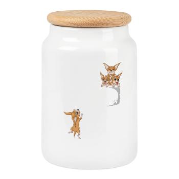 Poche pour chien Chihuahua - Boîte à biscuits avec couvercle en bois - blanc - Devant