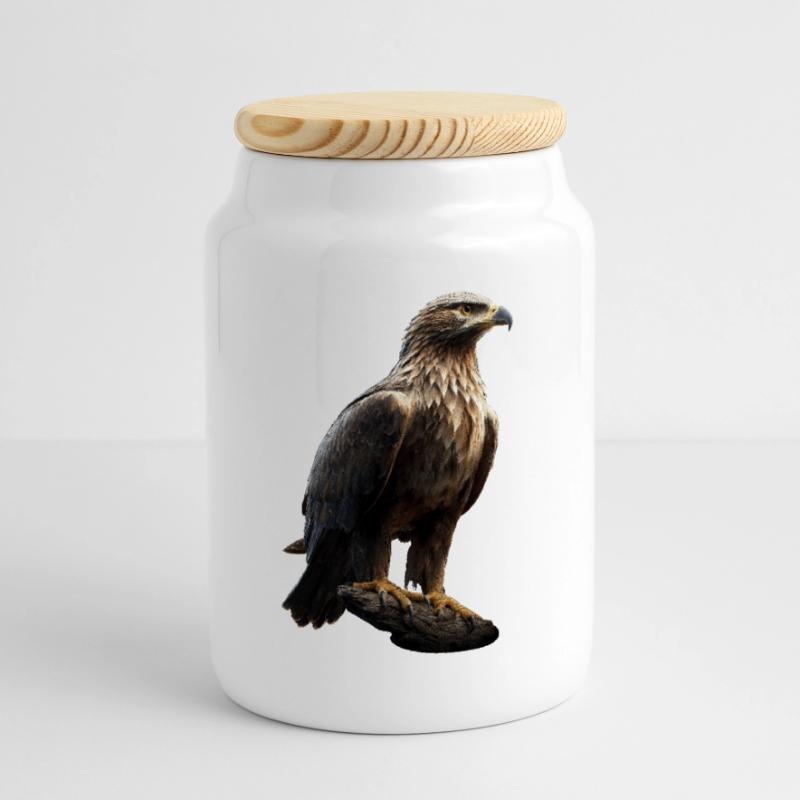 Eagle Bald Eagle Golden Eagle White-tailed Eagle Cookie Jar with Wooden Lid