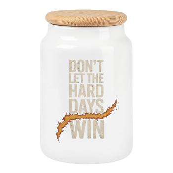 Ne laissez pas les jours difficiles gagner - Boîte à biscuits avec couvercle en bois - blanc - Devant