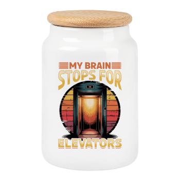 Elevator toddler & kids - Cookie Jar with Wooden Lid - white - Front