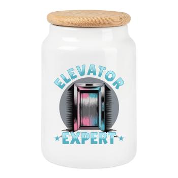 Elevator toddler & kids - Cookie Jar with Wooden Lid - white - Front