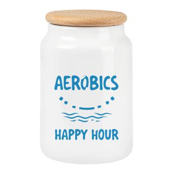 Aqua Aerobics Is My Happy Hour Water Workout Fun - Cookie Jar with Wooden Lid - white - Front