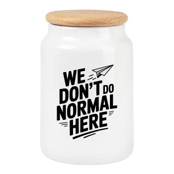 Nous ne faisons pas normal ici - Boîte à biscuits avec couvercle en bois - blanc - Devant