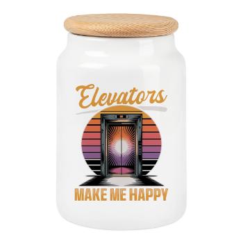 Elevator toddler & kids - Cookie Jar with Wooden Lid - white - Front