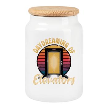 Elevator toddler & kids - Cookie Jar with Wooden Lid - white - Front