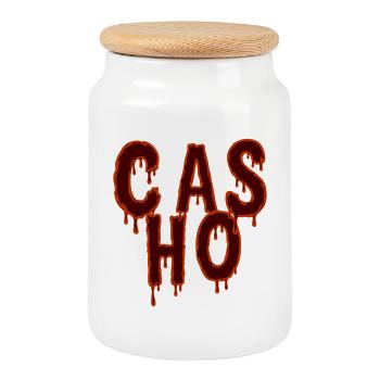 Dripping Text Horror Fashion Design - Cookie Jar with Wooden Lid - white - Front