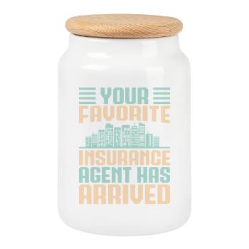Agent d'assurance Votre favori est arrivé drôle - Boîte à biscuits avec couvercle en bois - blanc - Devant