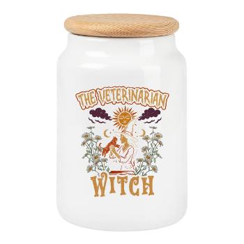 Veterinär Tierarzt Tierarzt The Veterinarian Witch - Keksdose mit Holzdeckel - Weiß - Vorne