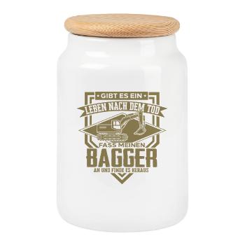 Excavator Driver Sayings Construction Equipment Operator Building Construction - Cookie Jar with Wooden Lid - white - Front
