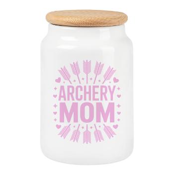 Archery Saying Mother Archery Gift - Cookie Jar with Wooden Lid - white - Front