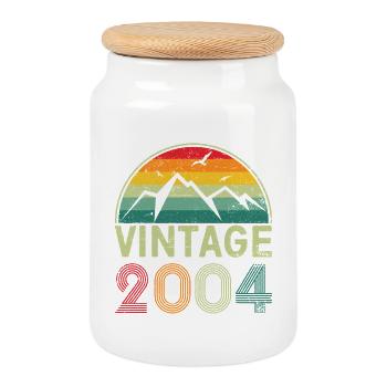 Retro-Berg-Sonnenuntergang-Design - Keksdose mit Holzdeckel - Weiß - Vorne