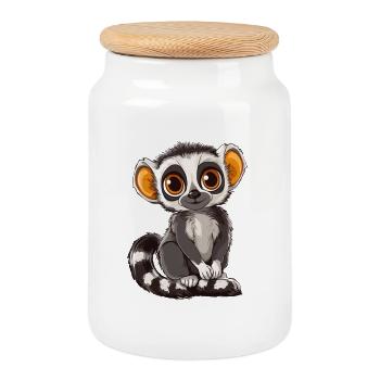 Lemur - Keksdose mit Holzdeckel - Weiß - Vorne