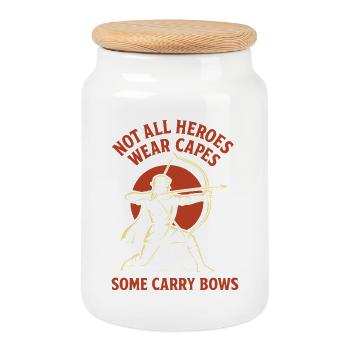 Not all heroes wear capes Some wear bows - Cookie Jar with Wooden Lid - white - Front